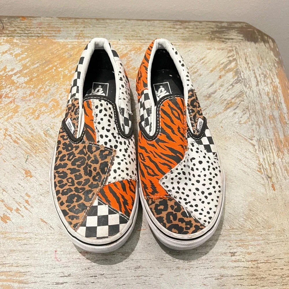 Vans Classic Slip-On Animal‎ Patchwork Sneakers Kids Juniors 4.0 Dalmatian Multi